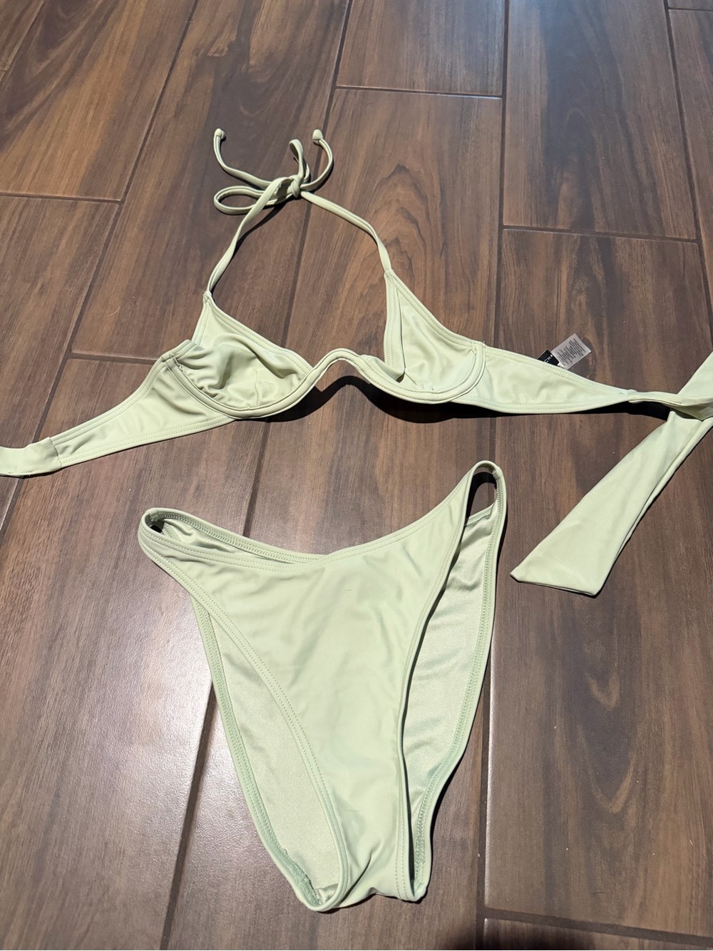 ASOS Women’s Tie-Back Bikini Set in Light Sage Green